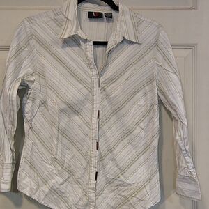 ALC Stretch Women's Size M Striped Snap Up Blouse